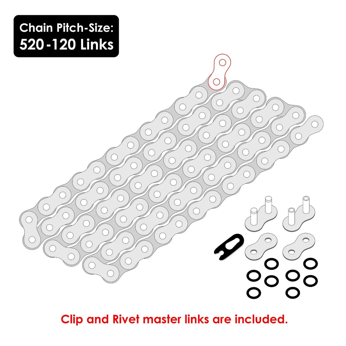 O-Ring Drive Chain & Sprockets Kit for Polaris Scrambler 400 2000–2002 CP7678CH120AN