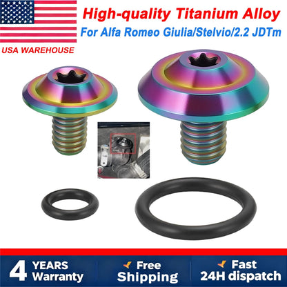 2X Titanium Coolant Bleeder Screws for Alfa Romeo Giulia/Stelvio