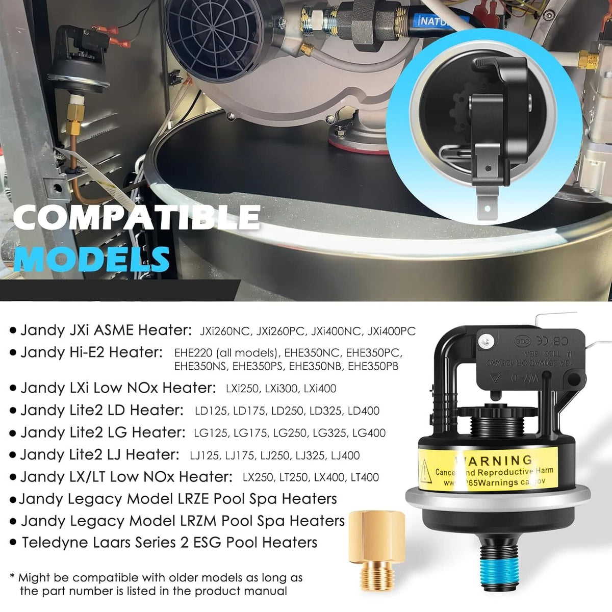 R0013200 Air Pressure Switch for Jandy Zodiac Laars Teledyne