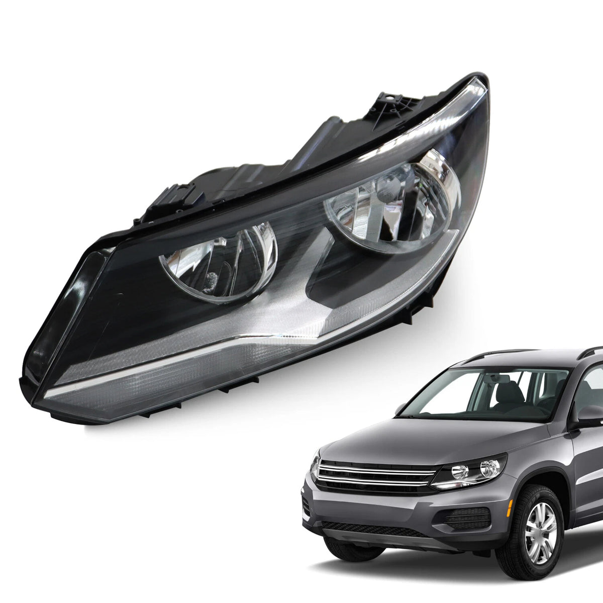 Headlight for Volkswagen Tiguan (2012–2017) - Left Driver Side, Halogen, 114-59574L, 5N0941005, VW2502152