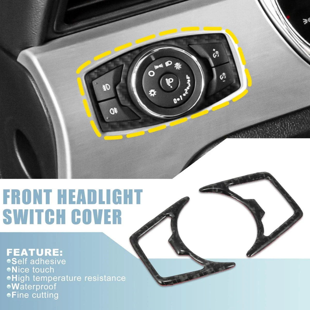 2X Headlight Lamp Switch Trim Cover for Ford Mustang (2015–2020)