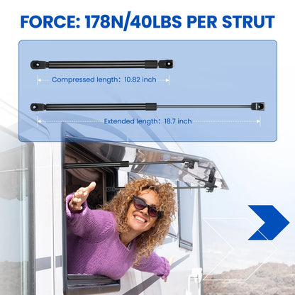 Gas Strut Lift Support for Leer Camper Shell (C16-20651, 18.7 inch, 40lbs)