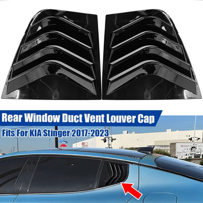Gloss Black Rear Window Quarter Glass Vent Louver Cover for KIA Stinger (2017–2023)