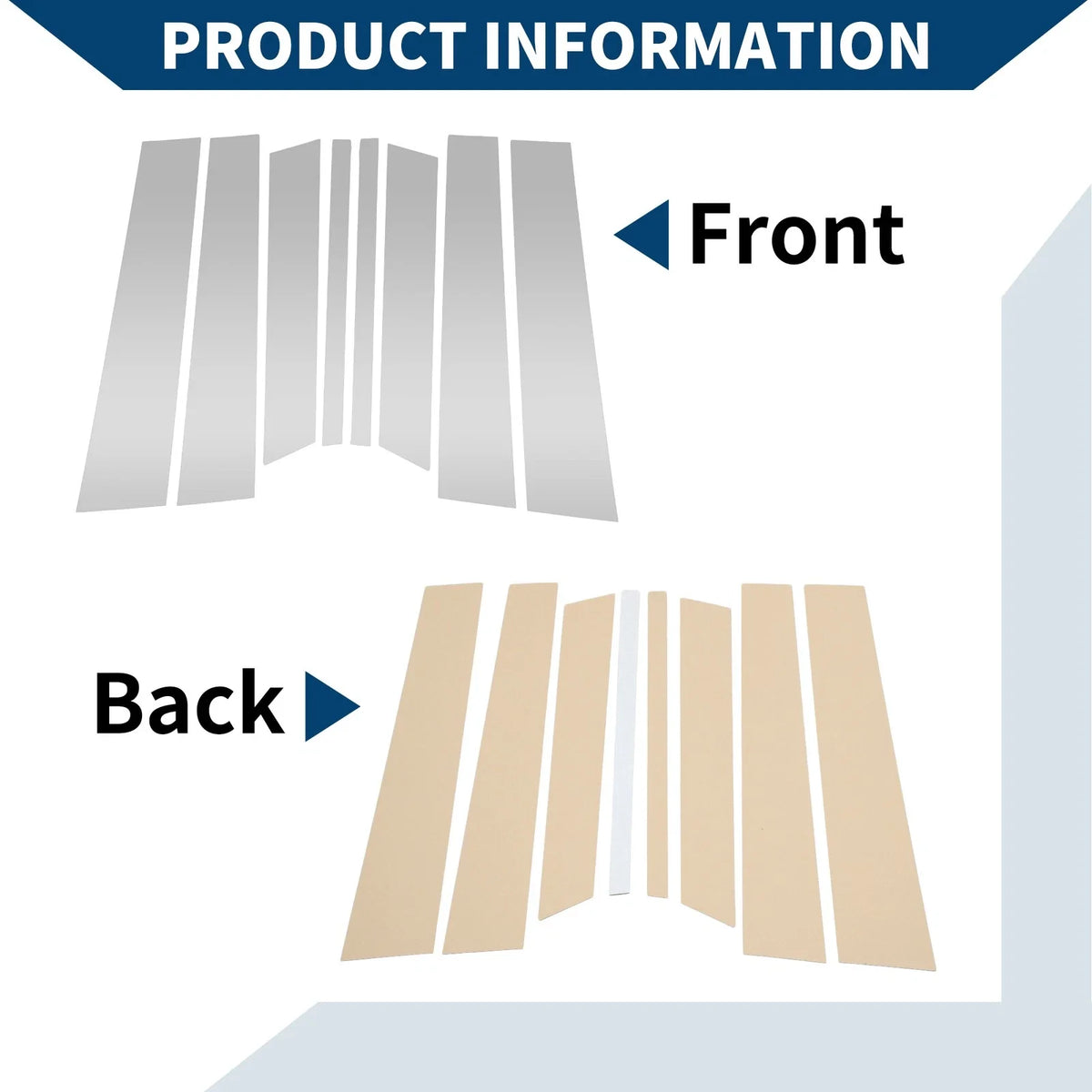 Set of 8 Door Pillar Window Trim for Ford Territory (2019–2021) Silver Tone