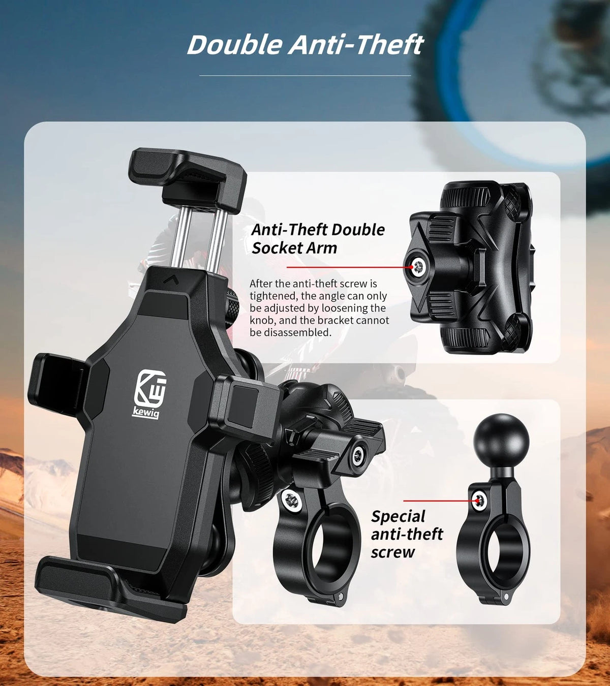 Motorcycle Phone Mount for 4.7-7.2" Phones (Vibration Fit)