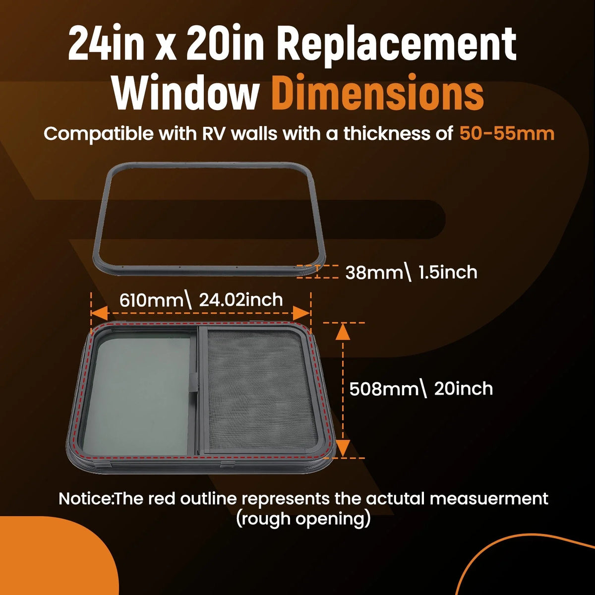 24" x 20" Horizontal Window for RV/Camper/Cargo/Food Truck