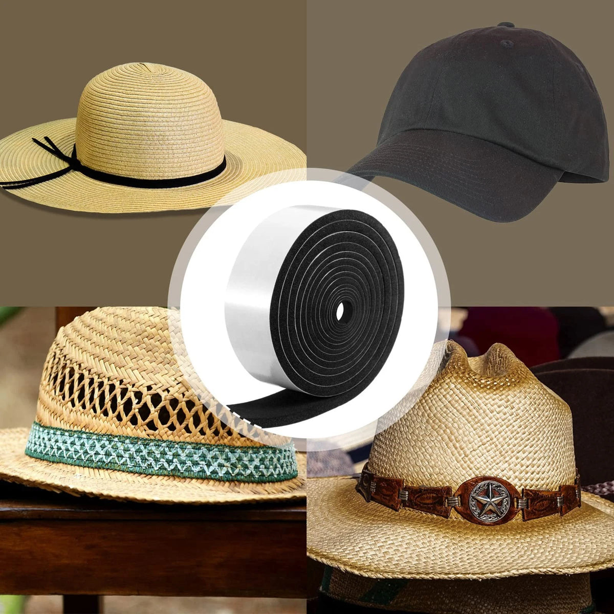 23 Pieces Hat Size Tape Reducer for Mixed Sizes (Black)