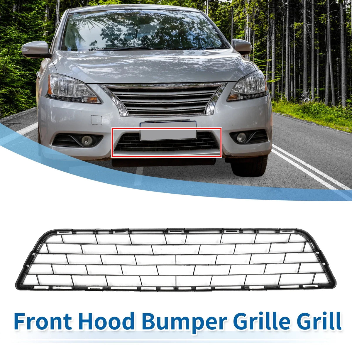 Front Lower Hood Bumper Grille for Nissan Sentra (2013–2015) 622543RA0A