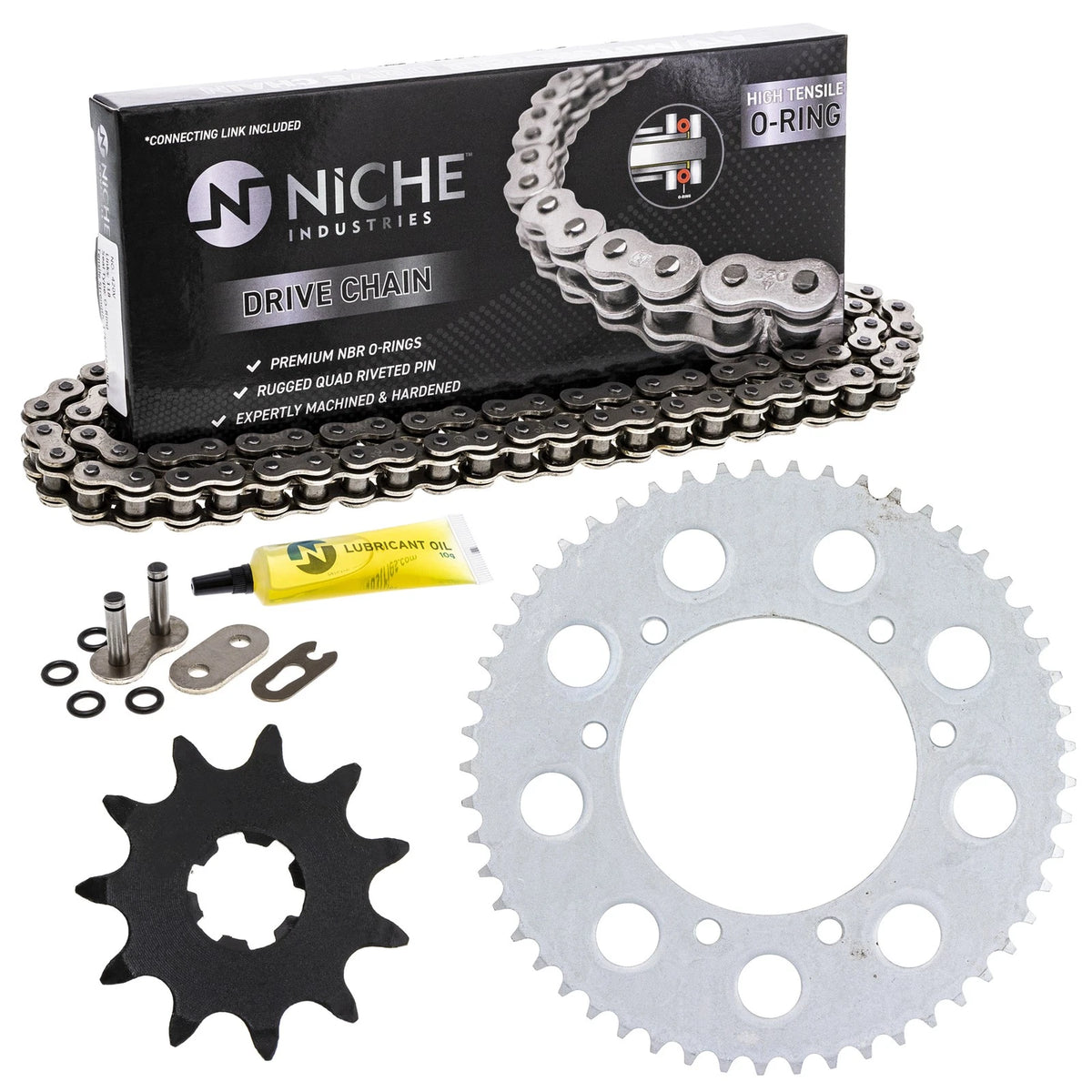 Sprocket Chain Set for Derbi Senda R 50 (MK1004509, 40530-GBF-B01, 40540-KSE-003)