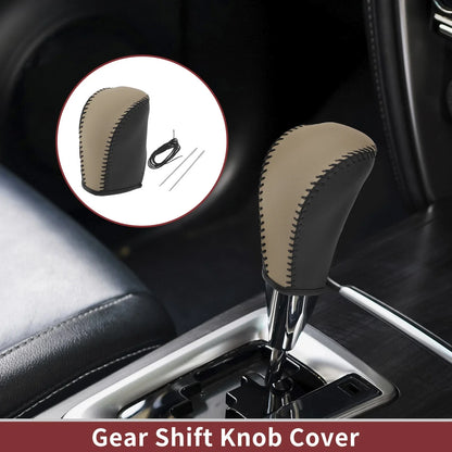 Gear Shift Knob Cover for Subaru Forester (2006–2012) Black Beige Faux Leather