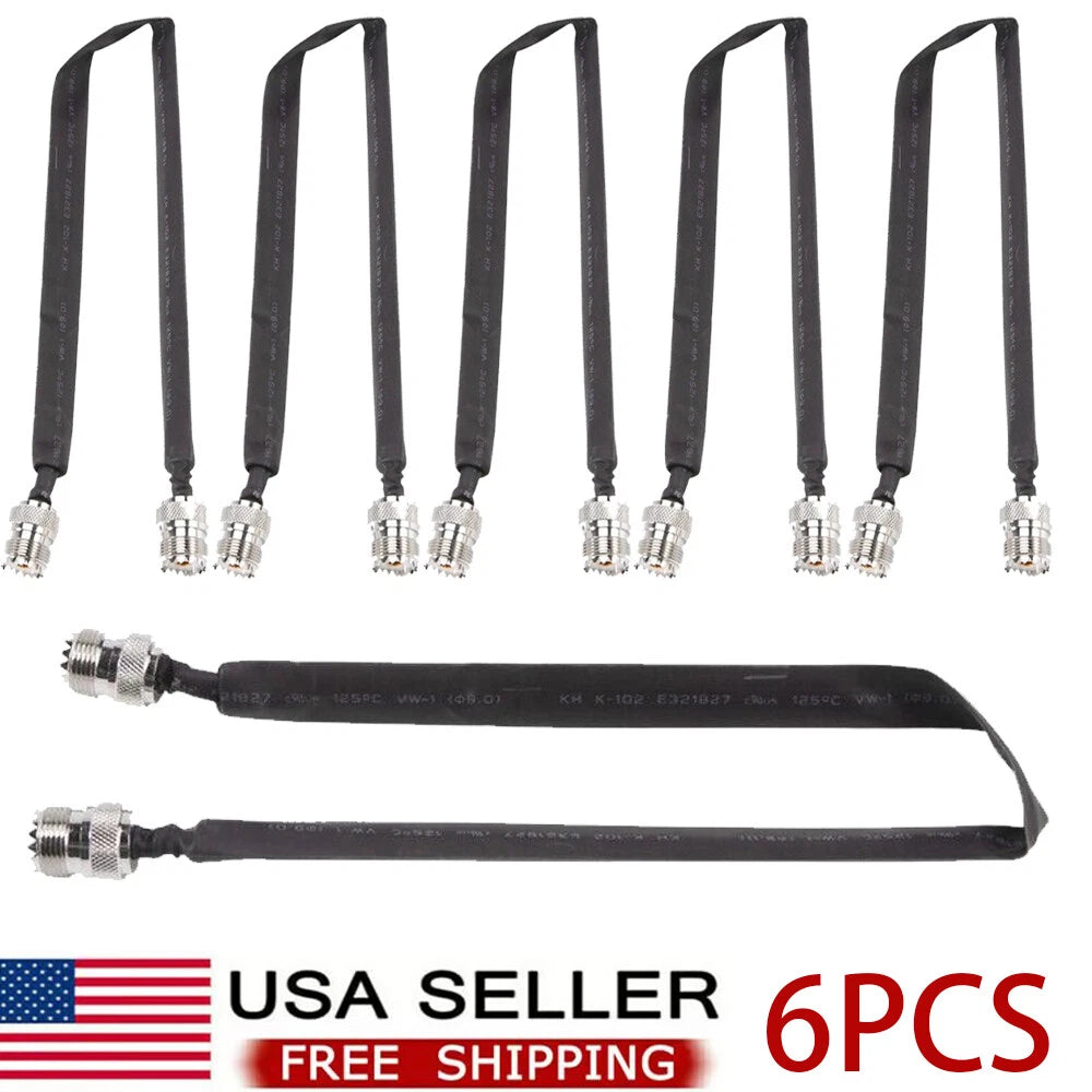 6X Coaxial Cable SO239 UHF Female to UHF Female for Door/Window Pass Through