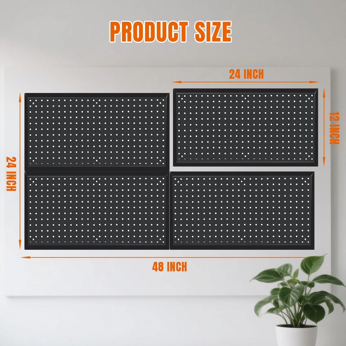 48x24 Inch Metal Pegboard Wall Organizer for Garage Storage (No Part Numbers)