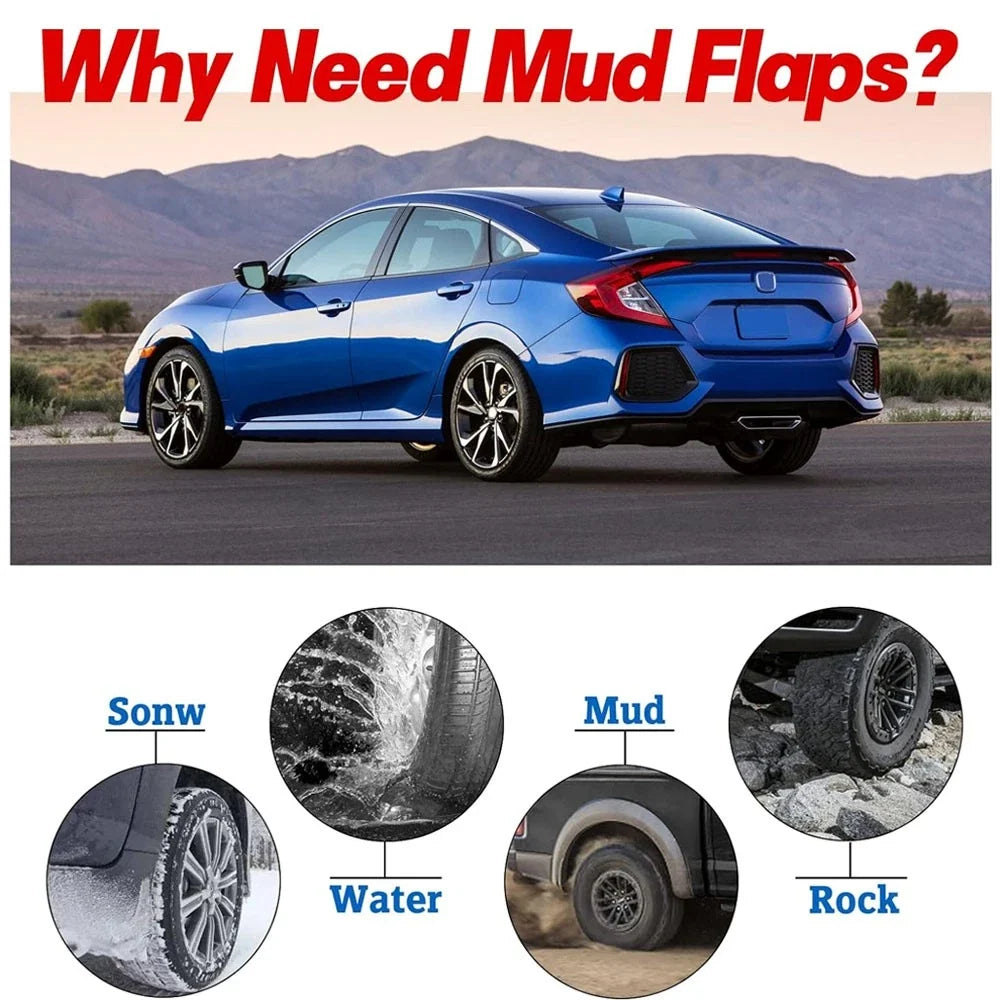 Set of 4 Mud Flaps Splash Guards for Honda Civic Sedan (2016–2019)