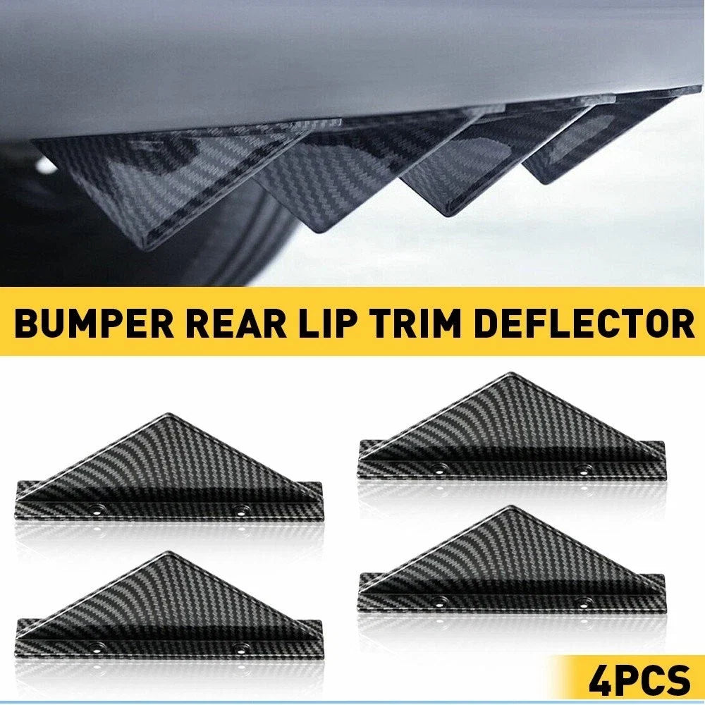 4X Carbon Fiber Look Rear Bumper Diffuser Spoiler Lip Splitter for