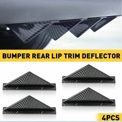 4X Carbon Fiber Look Rear Bumper Diffuser Spoiler Lip Splitter for