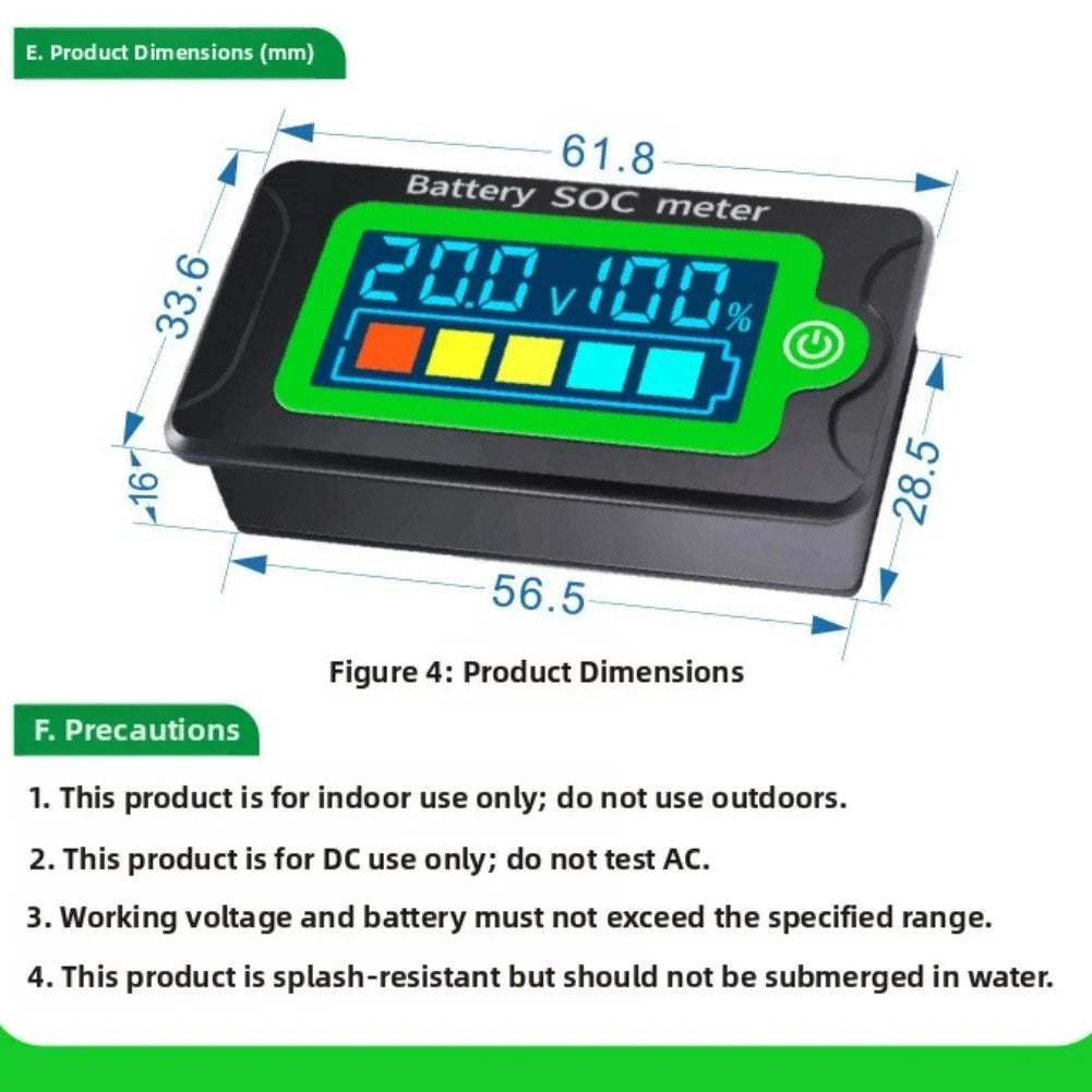 PZEM009 Digital Battery Tester for Automotive (LCD Voltmeter, Portable)