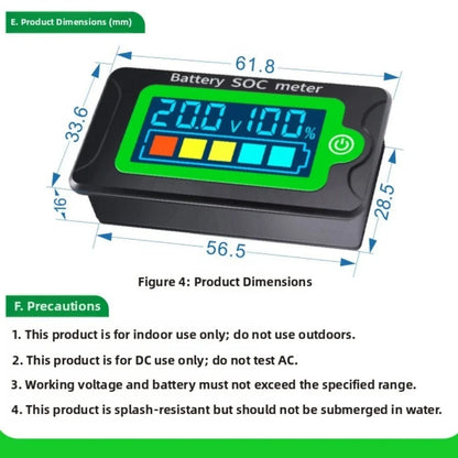 PZEM009 Digital Battery Tester for Automotive (LCD Voltmeter, Portable)