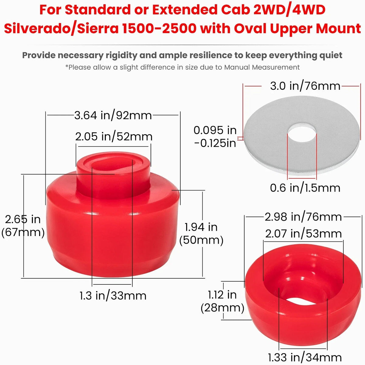 7-141 Silicone Body Cab Mount Bushing Kit for Chevy Silverado/Sierra (1999–2014)