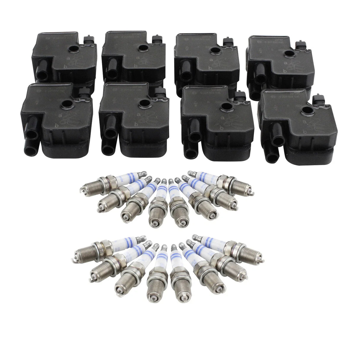 Set of 8 Ignition Coils & 16 Iridium Spark Plugs for Mercedes V8 (4.3, 5.0)