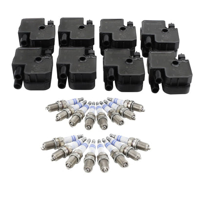 Set of 8 Ignition Coils & 16 Iridium Spark Plugs for Mercedes V8 (4.3, 5.0)