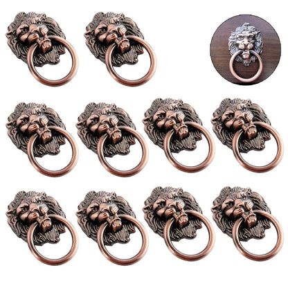 10X Vintage Lion Head Door Pull Handle Ring Knob for Cabinet Drawer (N/A)