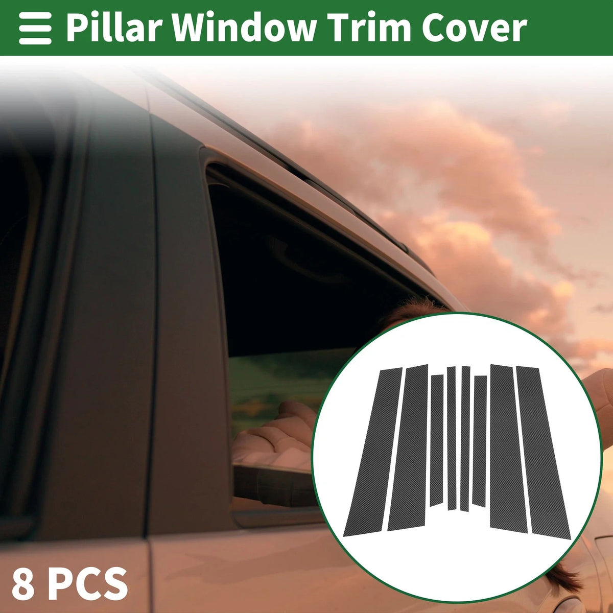 8 Pcs Door Pillar Window Trim for BMW X3 (2011–2017) Carbon Fiber Black