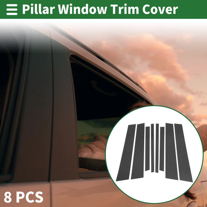 8 Pcs Door Pillar Window Trim for BMW X3 (2011–2017) Carbon Fiber Black