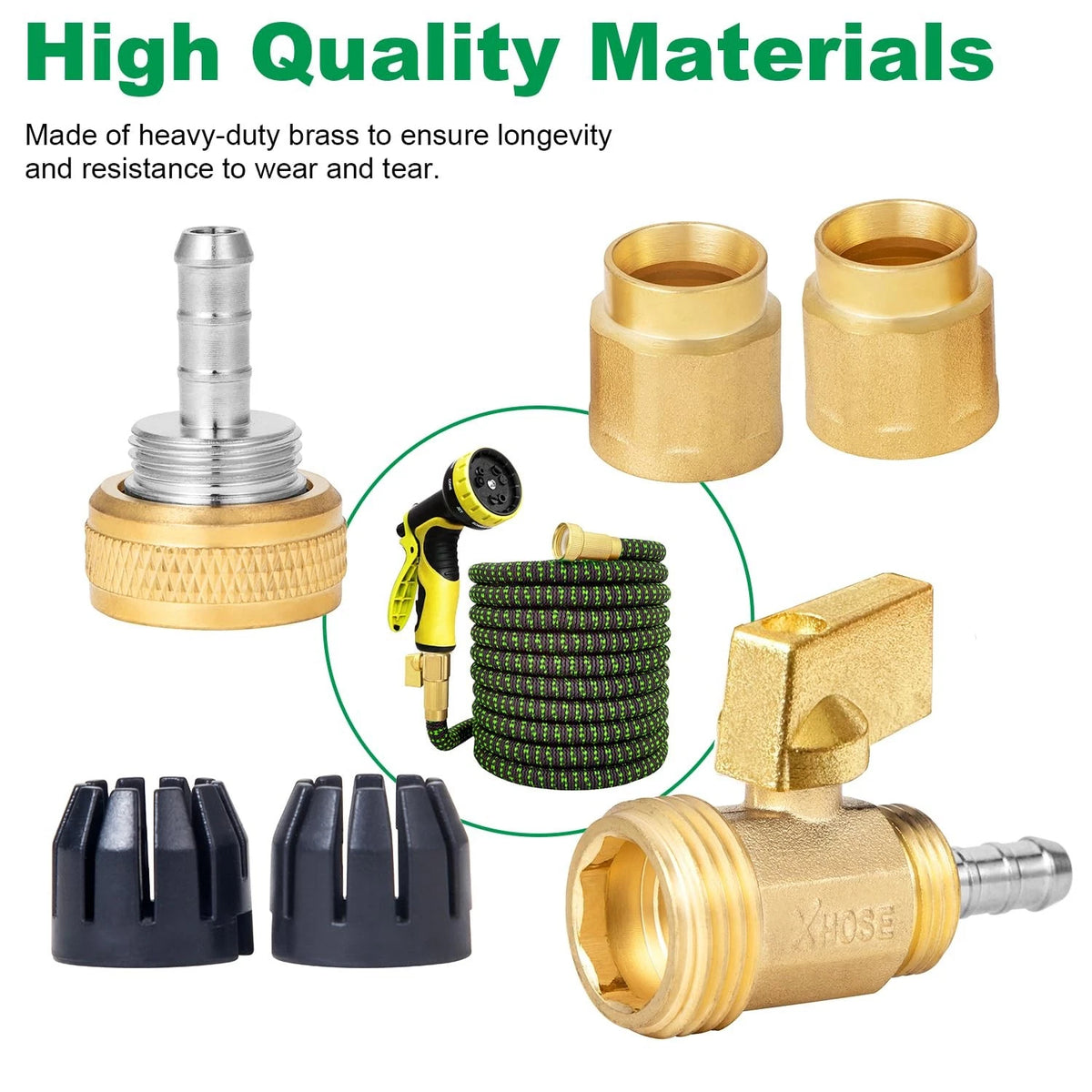 Telescopic Hose Adapter with Shut Off Valve for Garden (1 Kit)