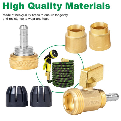 Telescopic Hose Adapter with Shut Off Valve for Garden (1 Kit)