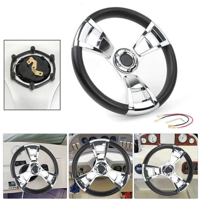 14" Marine Steering Wheel for Yacht Speed Boat (3 Spoke, 3/4" Shaft)