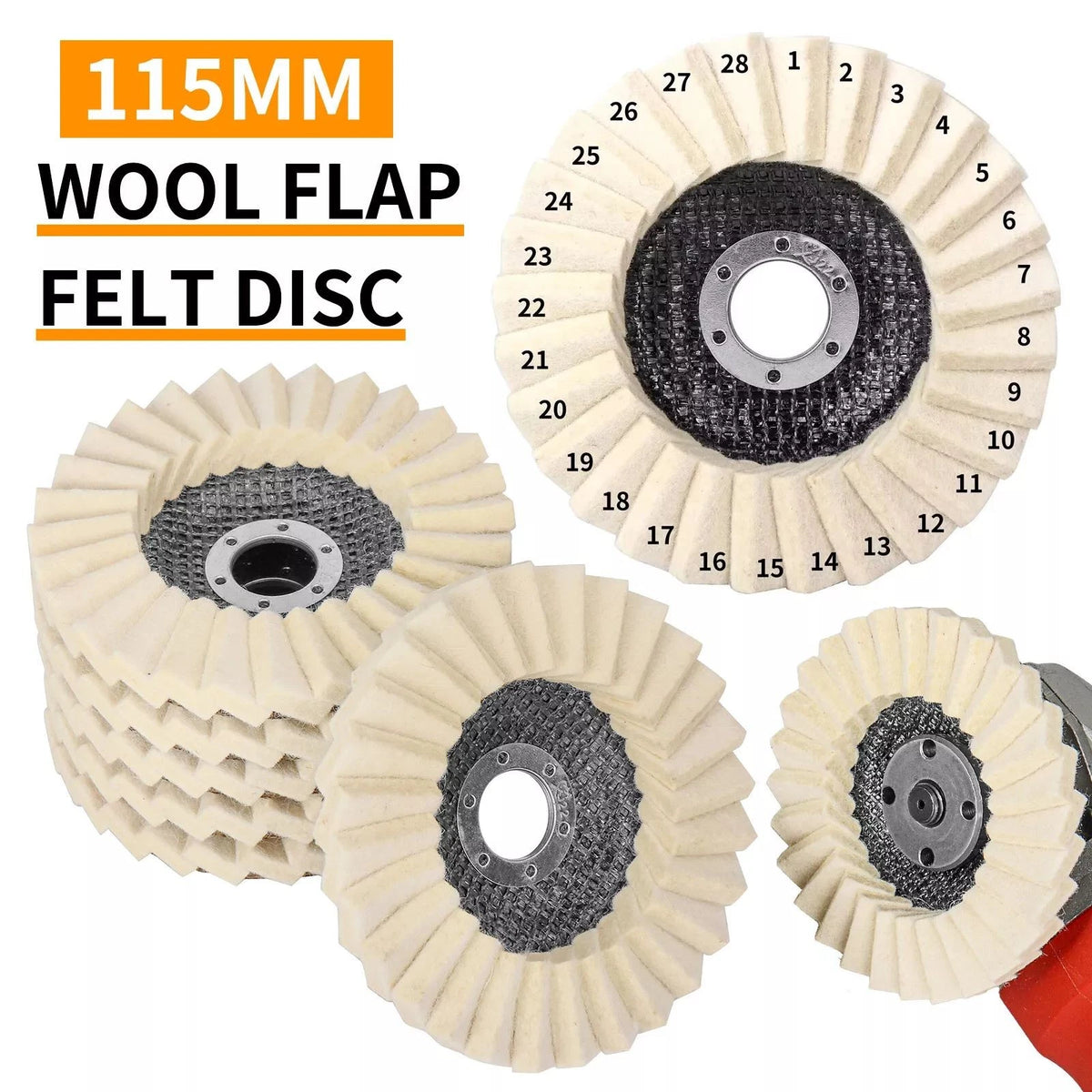 2Pcs Wool Felt Flap Disc Buffing Pads for Metal Glass Wood