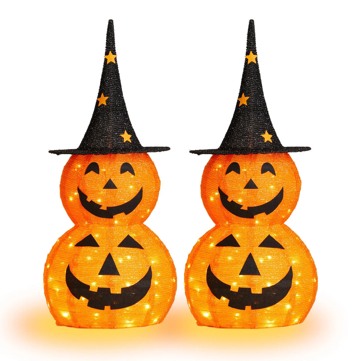 Set of 2 Collapsible Pumpkin Outdoor Decorations Pop Up Jack-o-Lantern