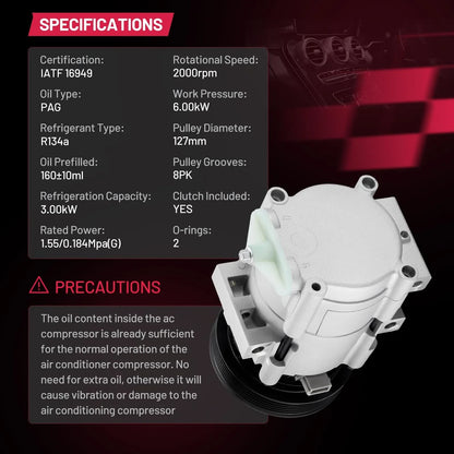 A/C Compressor for Ford Focus (2005–2007) & Mercedes C300 (2015–2020)