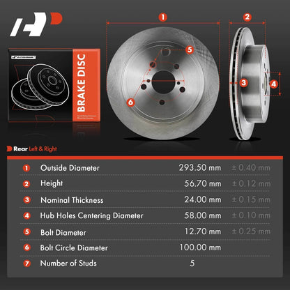 Rear Disc Brake Rotors for Scion FR-S Subaru BRZ Toyota Legacy Outback (2013–2016)