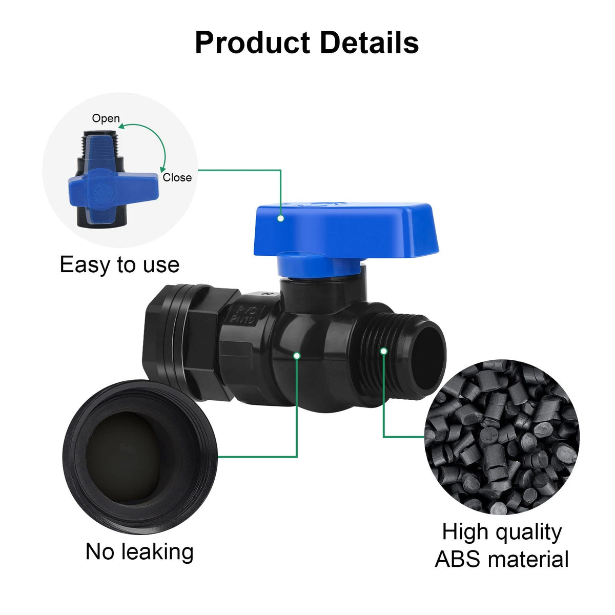 2X Rain Barrel Spigot Kit 3/4" GHT Bulkhead Fitting Hose Valve PVC