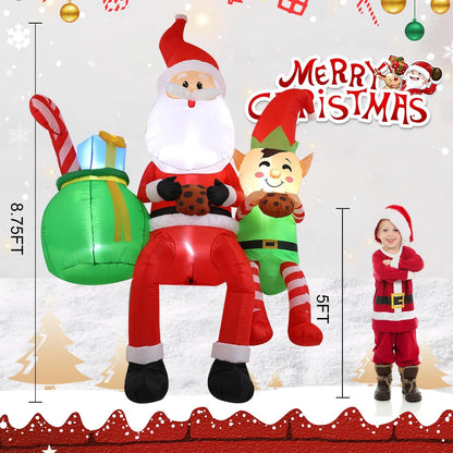 8FT Santa Claus Inflatable Decoration with LED Lights for Holiday Decor