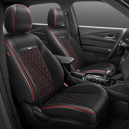 Set of 2 Diamond Stitch Mesh Fabric Front Seat Covers for Universal Fit
