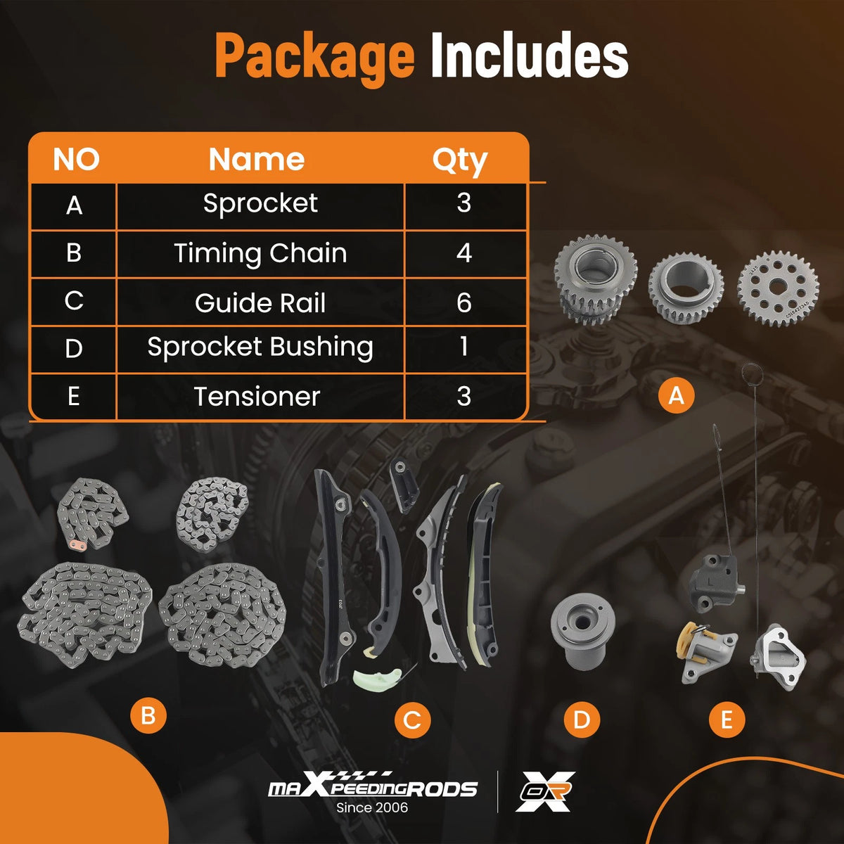 Timing Chain Kit & Sprocket for Maserati Ghibli Levante Quattroporte (2014–2023) QKWH15