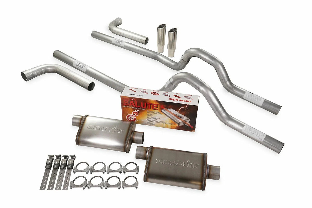 Dual Exhaust Kit 2.5" for GM C/K 10 1/2 Ton (1973–1980) - Cherry Bomb Salute