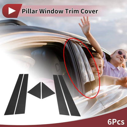 Door Pillar Window Trim for Chevrolet Optra (2006–2016) Black Carbon Fiber
