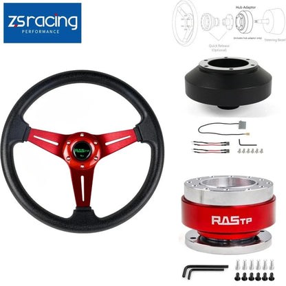 Red Steering Wheel + 141H Hub Adapter + Quick Release for Nissan 350Z 370Z G35 G37 (2003–2020)