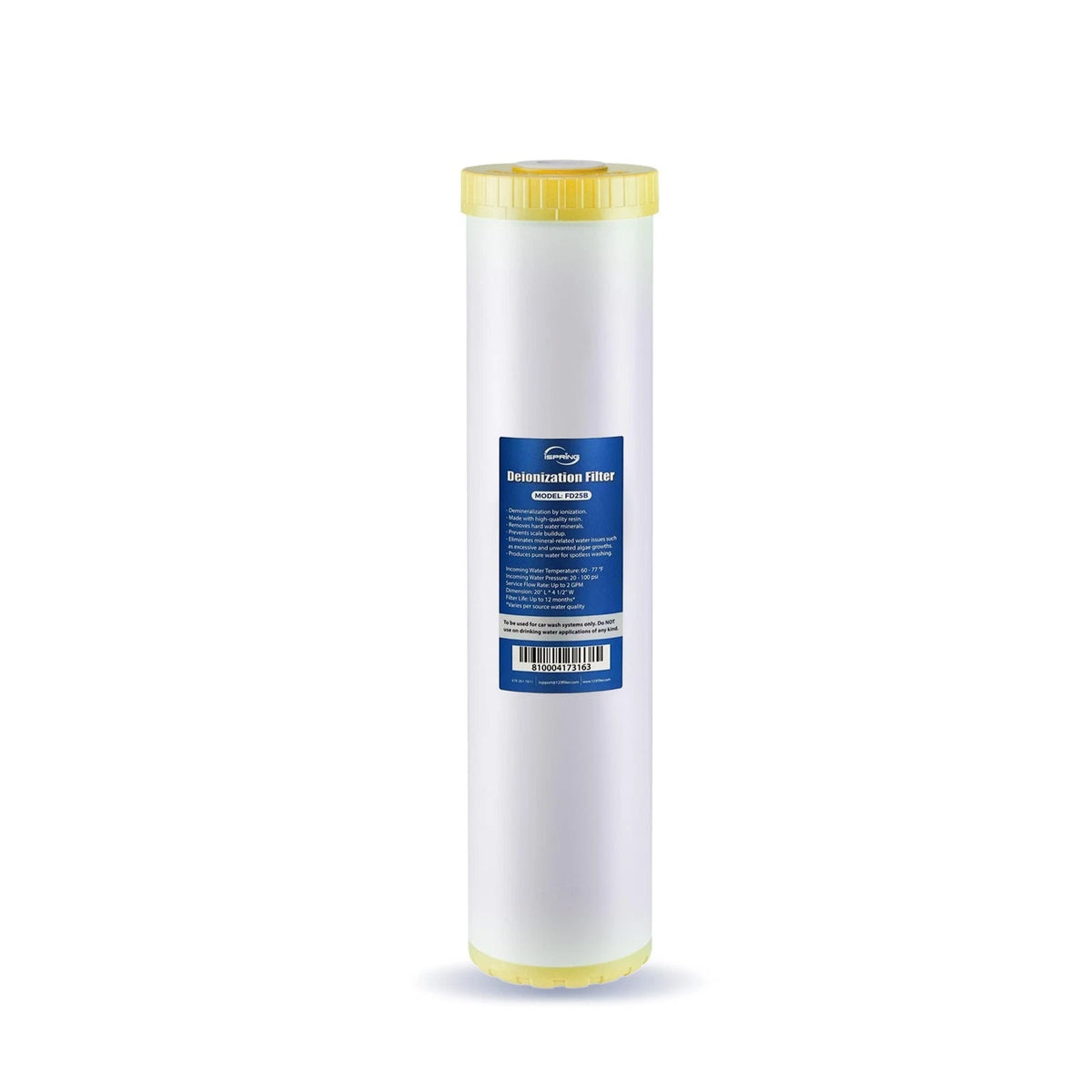 iSpring FD25B Deionized Water Filter for Spotless Car Wash (4.5” x 20”)
