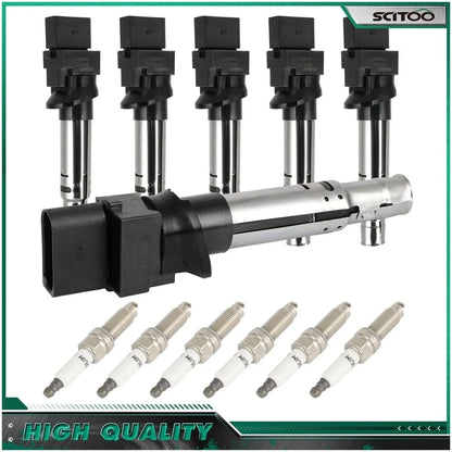 Set of 6 Ignition Coils & Spark Plugs for Audi Q7 Volkswagen Atlas CC Passat 3.6L