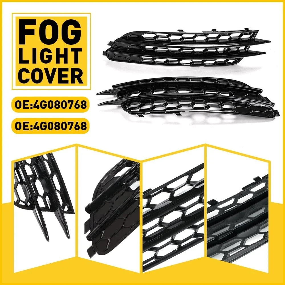 Honeycomb Style Mesh Fog Light Grille Cover for Audi A6 C7 Sedan (2012–2015)