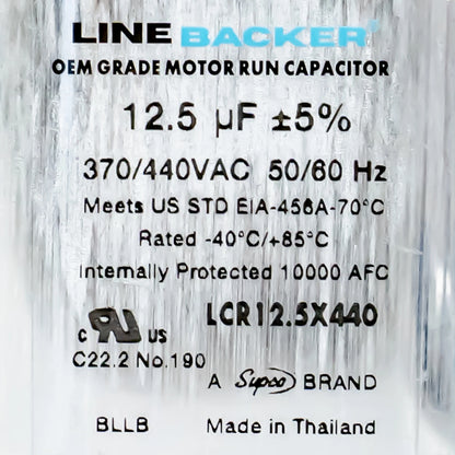 Capacitor Oval Run 12.5 uf 370/440 Volts for HVAC Motors