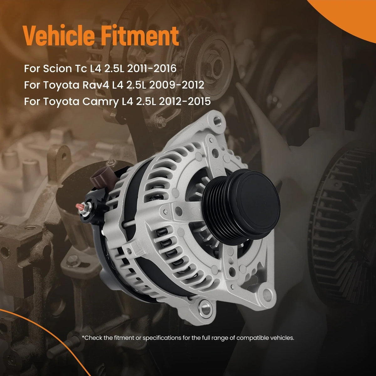 Alternator for Toyota Camry RAV4 Scion tC (2009–2016) 2.5L 100A