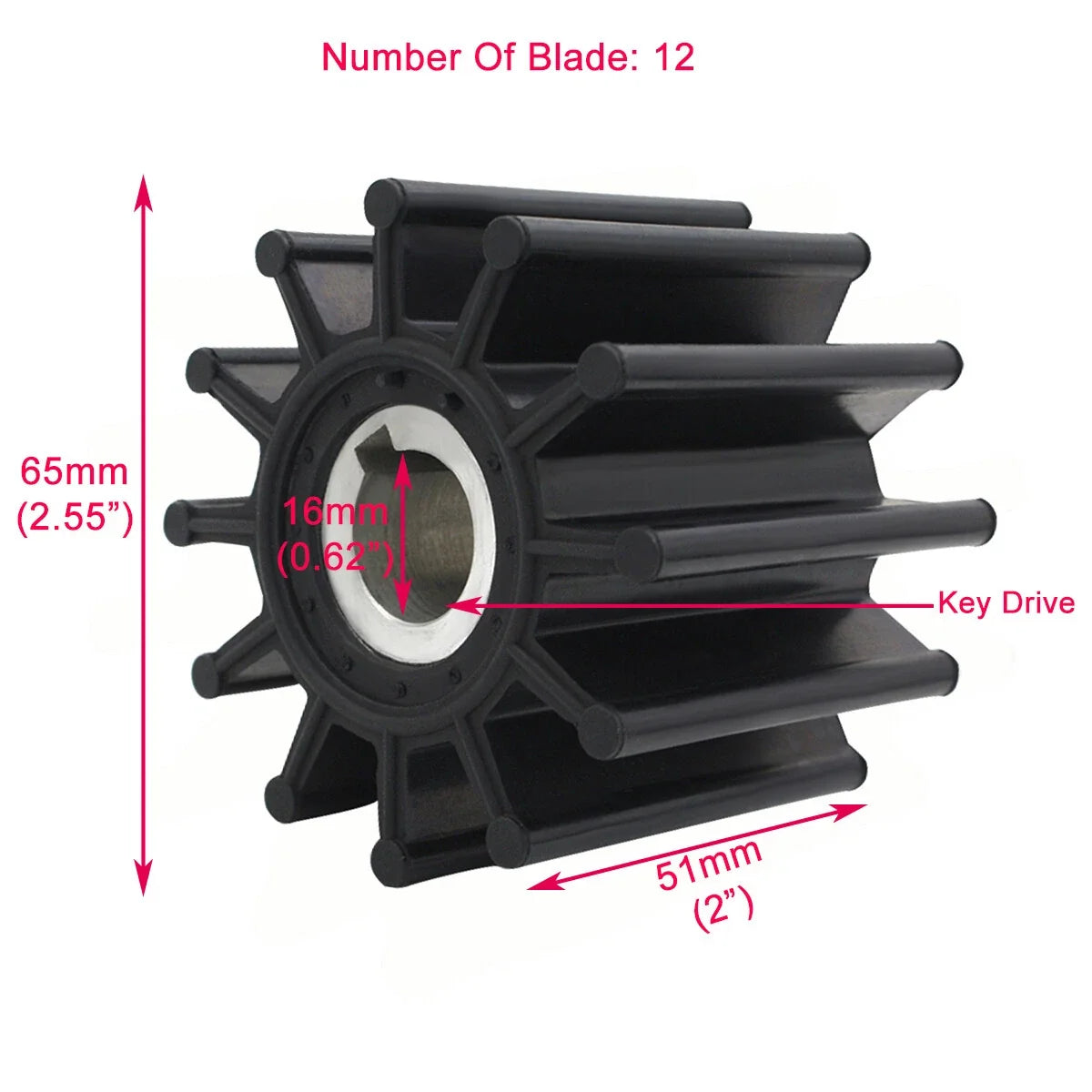 Water Pump Impeller for Jabsco CEF 500167 JMP 18327-0001