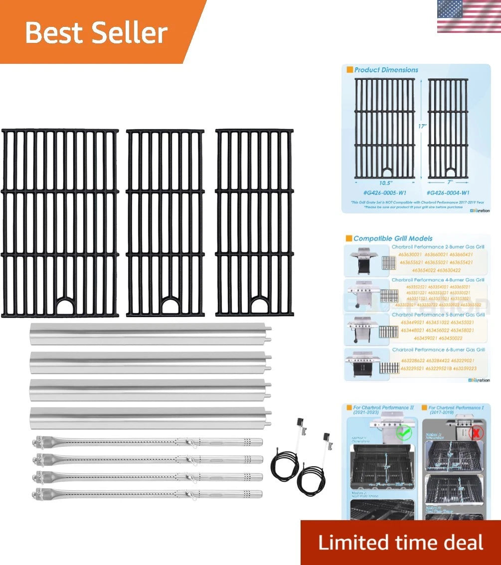 4X Burners & Cooking Grates for Charbroil Grill