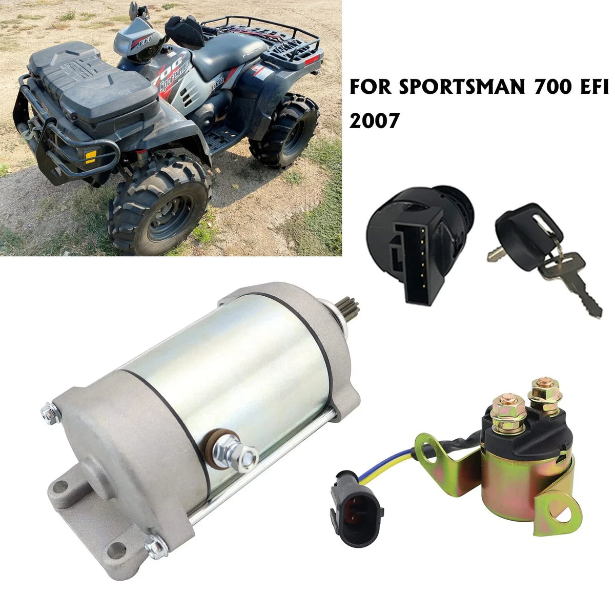 Starter for Polaris Sportsman 700 EFI (2007) with Relay & Ignition Key Switch