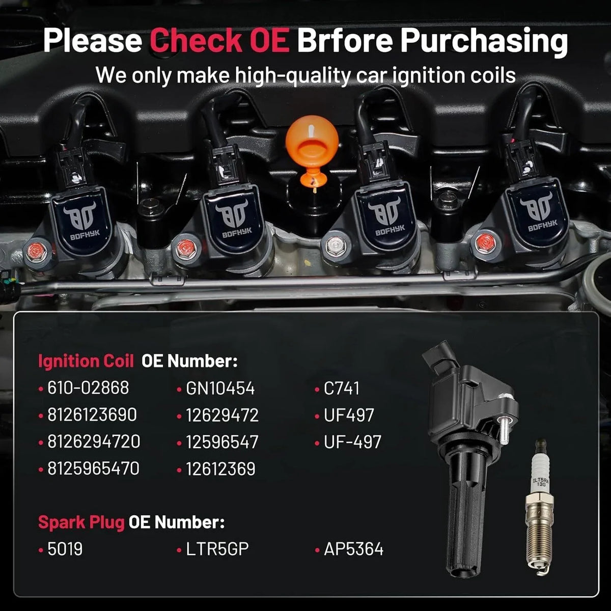 6 Pack Ignition Coil Spark Plug for Chevrolet Trailblazer EXT (2002–2006)